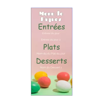 menu restaurant paques pastel oeuf rouge vert 