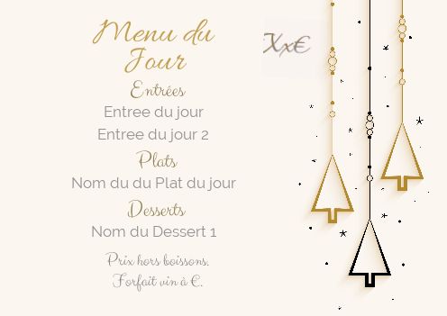 Carte Menu Restaurant Noel Doree gratuit à imprimer