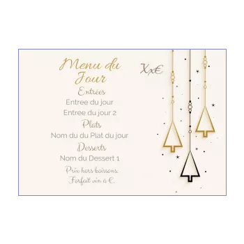 carte menu restaurant noel doree jaune sapin 