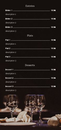 Carte Menu Restaurant Table Verre gratuit à imprimer