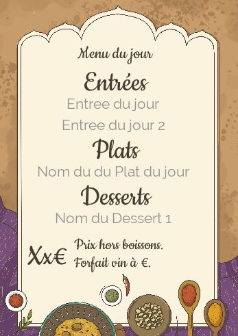 Carte Menu Restaurant Indien Marron à imprimer