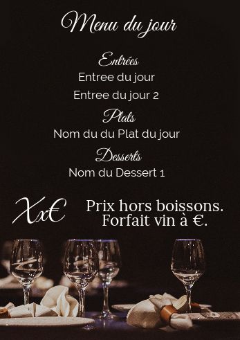 Carte Menu Restaurant Table Verre à imprimer
