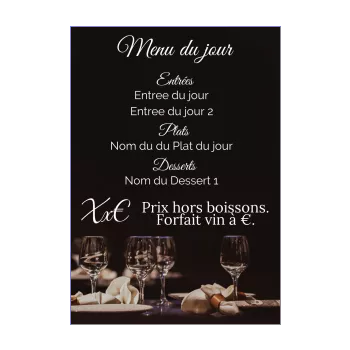 carte menu restaurant table verre noir 
