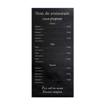 carte menu restaurant ardoise noir 