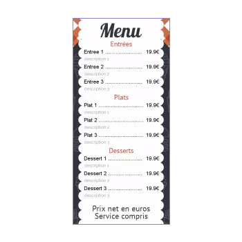 carte menu restaurant snack food truck bleu gris 