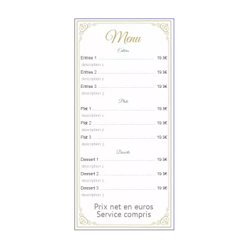 carte menu restaurant gastronomique doree elegant jaune 