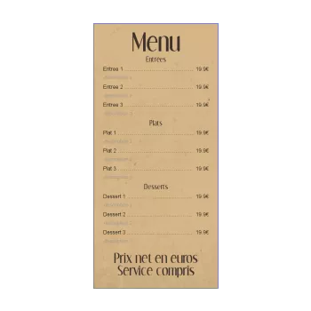 carte menu restaurant marron 