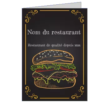 menu restaurant hamburger noir orange 