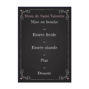 menu saint valentin ardoise blanc noir rose 