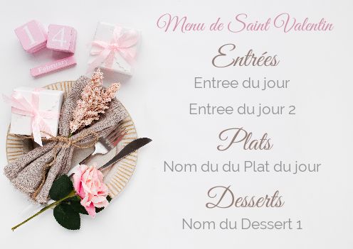 Menu Cadeau Saint Valentin Fleur gratuit à imprimer