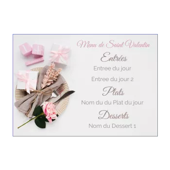 menu cadeau saint valentin assiette fleur fourchette rose 