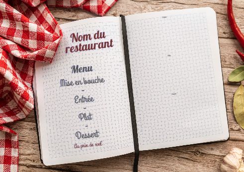 Carte Menu Restaurant Table Nappe à imprimer