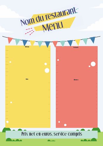 Carte Menu Restaurant Ciel Jardin à imprimer