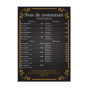 carte menu restaurant noir orange 