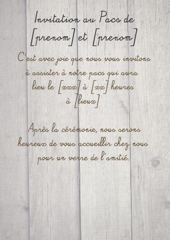 Verso Faire Part Pacs Bois à imprimer