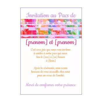 carte faire part invitation pacs champagne mauve alcool 