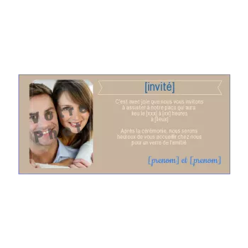 carte faire part invitation pacs marron 