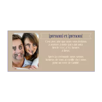 carte faire part invitation pacs marron 