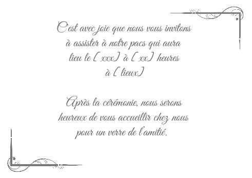 Verso Faire Part Pacs avec photo virtuelle