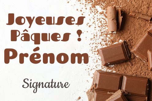 Carte Voeux Fete Paques Chocolat gratuit à imprimer
