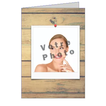 Carte Invitation Anniversaire Bois Marron avec photo virtuelle