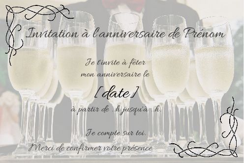 Carte Invitation Anniversaire Champagne Elegant Alcool Gratuit A Imprimer Carte 17