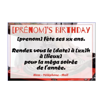 carte invitation anniversaire soiree musique 