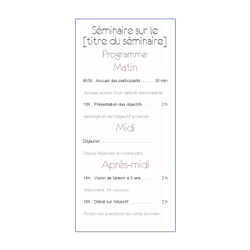 carte invitation programme reunion seminaire blanc 