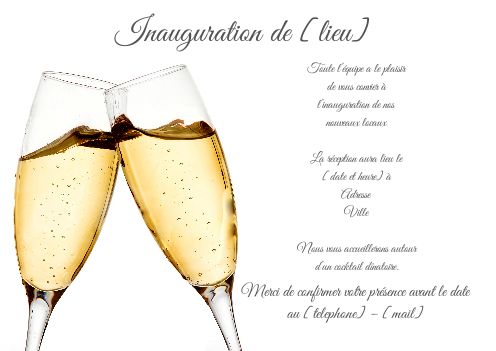 Inauguration Invitation Commerce Champagne Blanc gratuit à imprimer