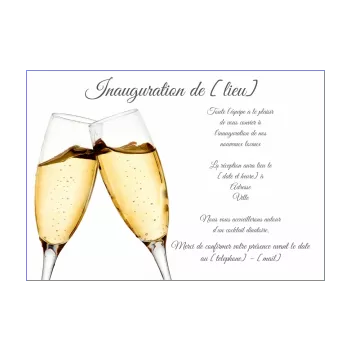 inauguration invitation commerce champagne blanc elegant local alcool 