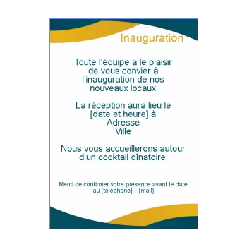 inauguration invitation commerce bleu jaune local 