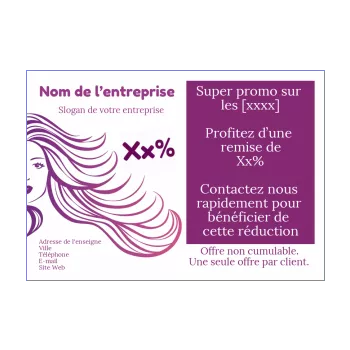 affiche flyer coiffure dessin femme mauve 