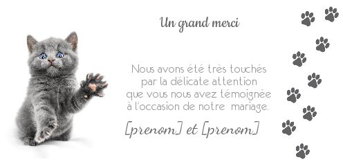 Remerciement Mariage Chat Merci à imprimer