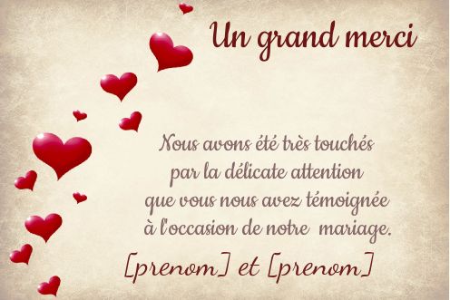 Remerciement Mariage Merci à imprimer