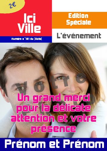 Remerciement Mariage Humour Journal Magazine avec photo à imprimer
