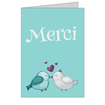 Remerciement Mariage Coeur Oiseau Bleu à imprimer