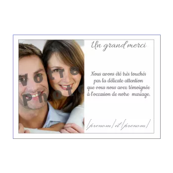 carte remerciement mariage blanc merci 
