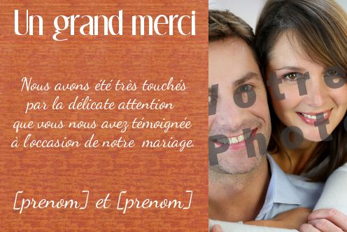 Remerciement Mariage Merci avec photo à imprimer