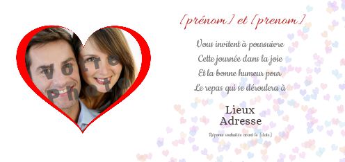 Mariage Repas avec photo à imprimer