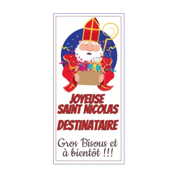 carte joyeux voeux cadeau saint nicolas bleu dessin 