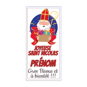 carte joyeux voeux cadeau saint nicolas bleu dessin 