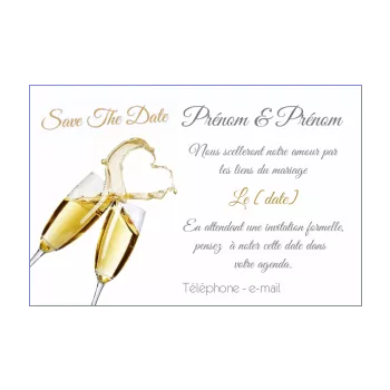 mariage save the date champagne coeur pense-bête 