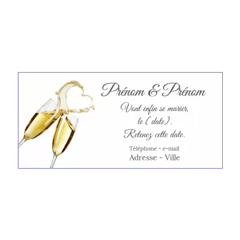 mariage save the date champagne coeur pense-bête 