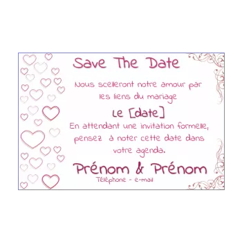 mariage save the date coeur pense-bête rose rouge 