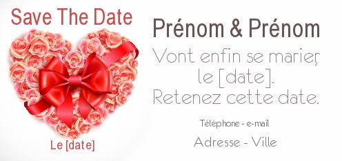 Mariage Save The Date Coeur gratuit à imprimer