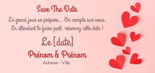 Mariage Save The Date Coeur gratuit à imprimer