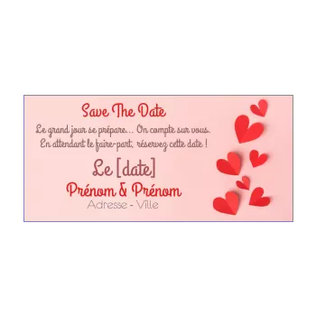mariage save the date coeur pense-bête rose rouge 