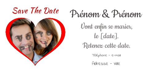 Mariage Save The Date Coeur avec photo à imprimer