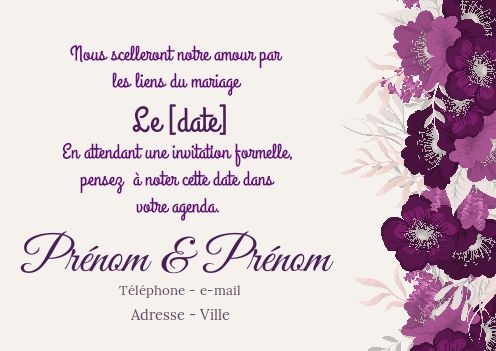 Mariage Save The Date Elegant gratuit à imprimer