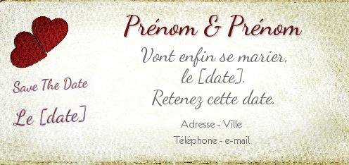Mariage Save The Date Coeur gratuit à imprimer